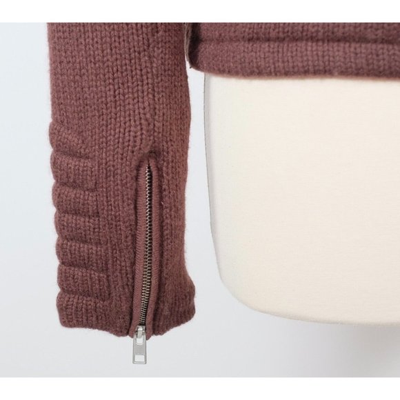 AllSaints US 8 jacket 100% cashmere biker mocha brown sweater - Picture 11 of 14